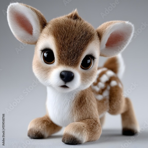 Adorable Fawn Fawnling with Large Eyes, Close-Up