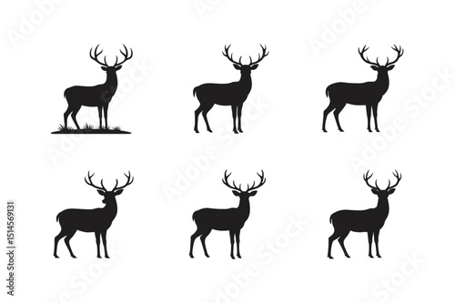 set of deer silhouettes