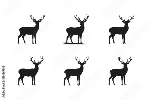 set of deer silhouettes