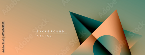 Abstract geometric shapes overlap, creating dynamic visual effect. Gradient colors blend smoothly, offering modern aesthetic.