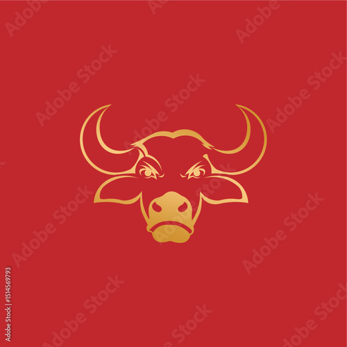 Soaring Ox Symbol: Auspicious Lunar New Year Vector Icon