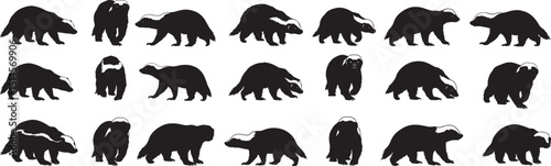 Badger silhouette vector art collection black and white animal graphic design illustration drawing set image