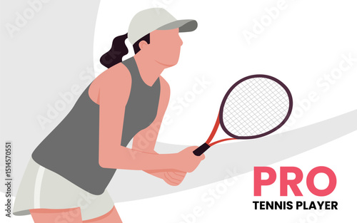 Professional Tennis Player Vector Illustration Concept