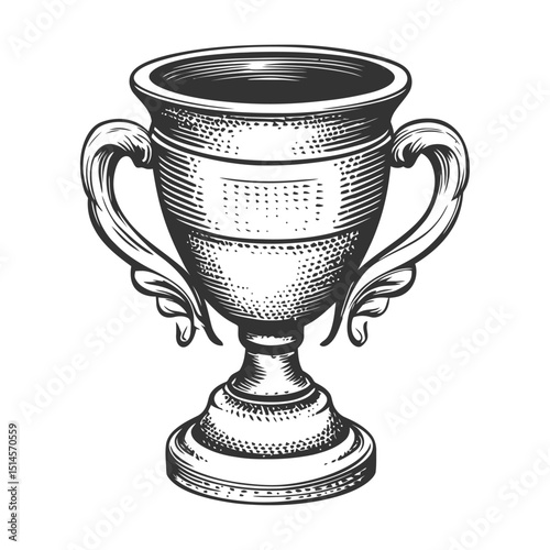 Vintage Engraved Trophy Illustration in Detailed Woodcut Style