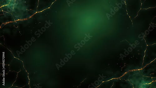 Deep Emerald Green Texture with Golden Veins and Subtle Cracks, creating an Elegant and Luxurious Backdrop