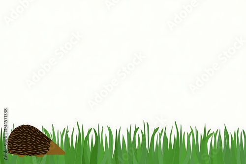 Echidna hidden in the green grass photo