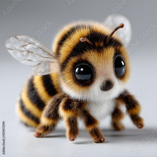 Adorable Fuzzy Bee with Large Eyes Close Up
