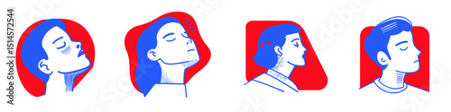 Modern Hand-Drawn Illustrations of People in Profile View