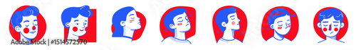 Modern Hand Drawn Illustrations of Diverse Male Profile Expressions