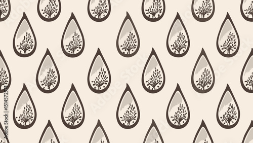 Pattern of decorative teardrop shapes on neutral background  
