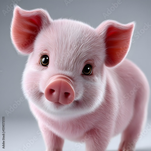 Adorable Pink Piglet Portrait Close Up Soft Fur