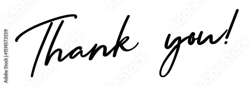Thank you calligraphy text. Elegant black handwritten script spelling 