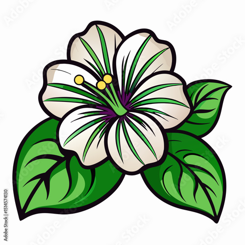 Mallow Bloom Flower Botanical Drawing Line Art Vector Illustration