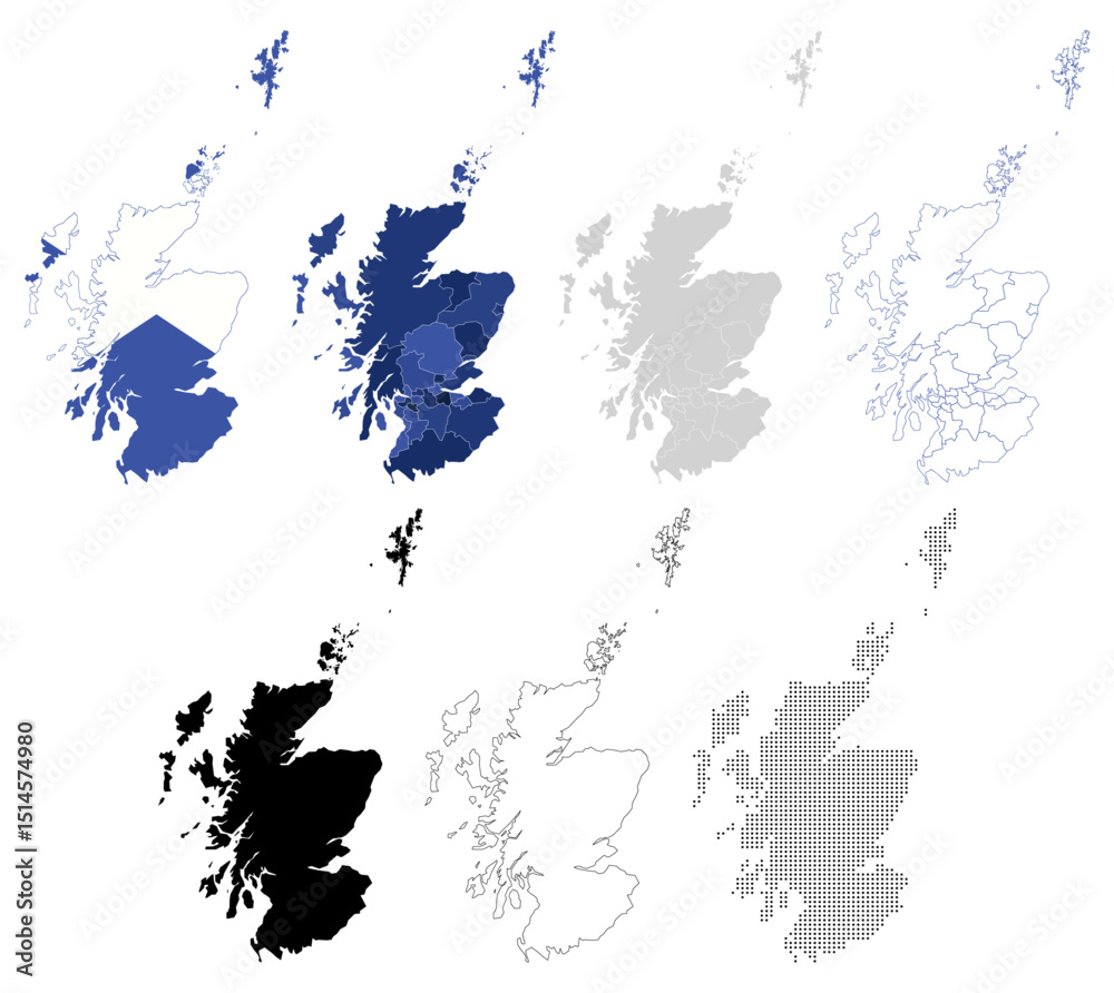 Fototapeta premium Collection of Scotland Map Europe Country