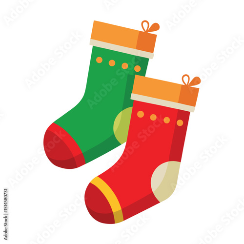 Christmas socks on a white background