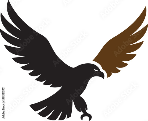Silhouette logo of a soaring eagle with spread wings