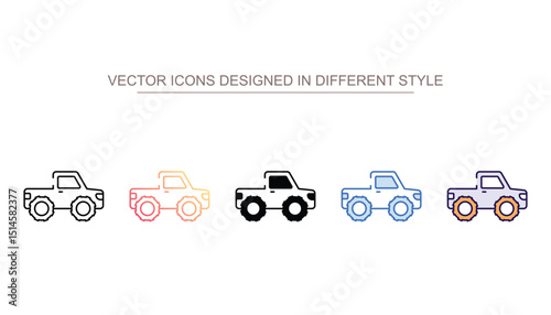 Big Foot Car icon design with white background stock illustration