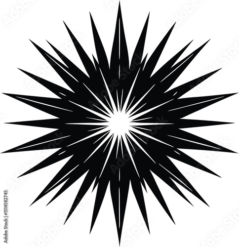 Exploding Firework Vector in Silhouette – Sharp Starburst Festival Symbol