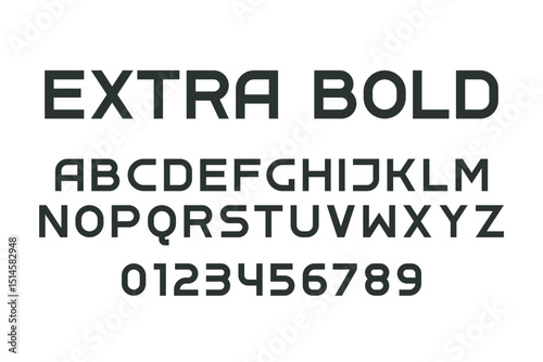 Extra Bold Sans Serif Font. Extra bold english alphabet with uppercase letters and numbers