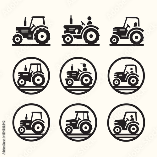 Tractor icon set