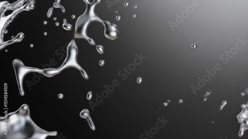 Abstract liquid metal splash against a dark background