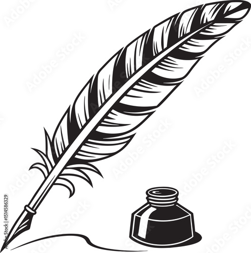 feather pen and ink