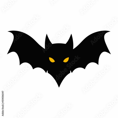 Scary Bat with Yellow Eyes Cartoon Vector