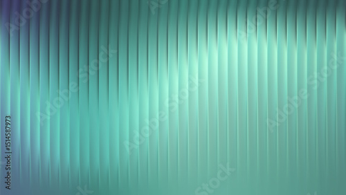 Blue Ribbed glass background with abstract pattern and 3D gradient lines. Blue premium texture with light blur and transparent wave effects. Plastic metal wall with fluted surface and glossy stripes.