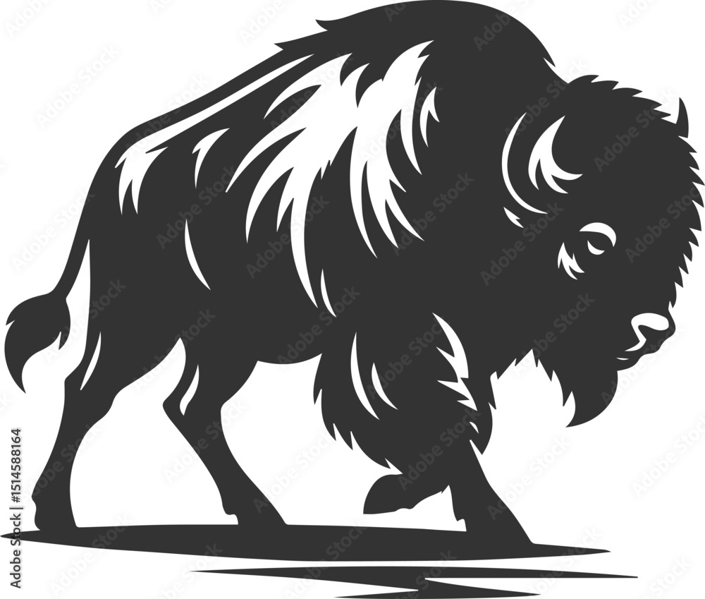 Black drawing silhouette of a bison animal vector Black drawing silhouette of a bison animal vector