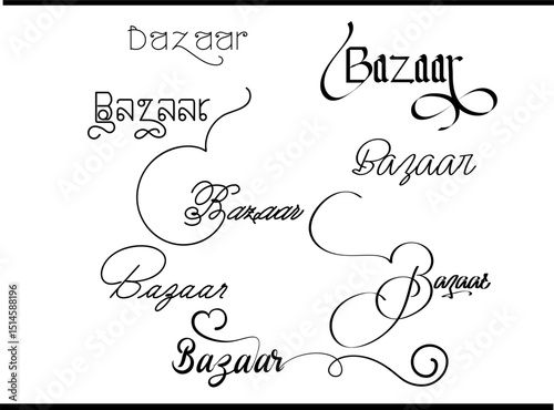 Unique Bazar Logo – Handcrafted Calligraphy Alphabet & Vector Icon, Customizable Bazar Logo – Calligraphy Alphabet Vector & Emblem