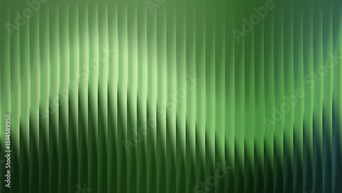 Green gradient ribbed glass background with wave texture. Vertical metal reed window pattern with 3D light lines and fluted plastic. Frosted industry plate with premium polycarbonate.
