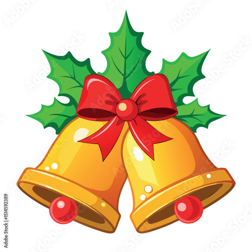 Christmas Elegant golden bells tied together