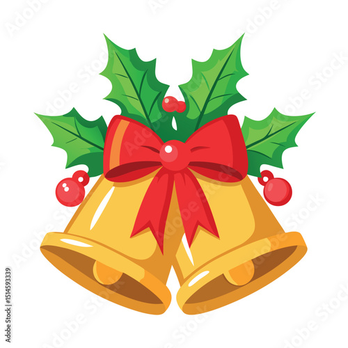 Christmas Elegant golden bells tied together