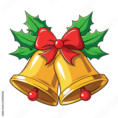 Christmas Elegant golden bells tied together