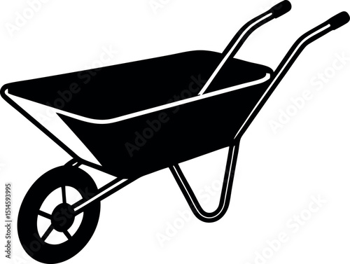 Simple Vector Sketch of a Traditional Wheelbarrow