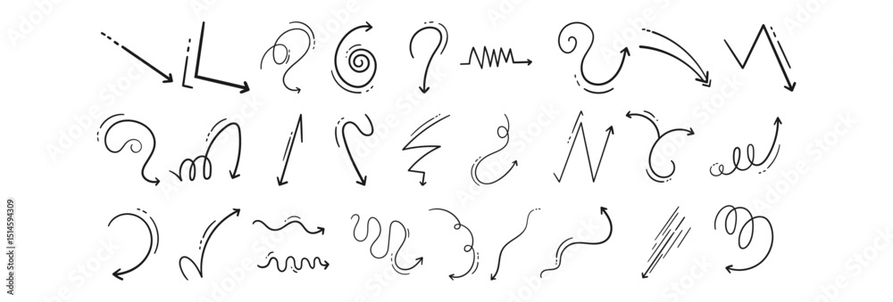 Line hand drawn brush marker underline, highlight, star element set. Hand drawn sketch marker underline