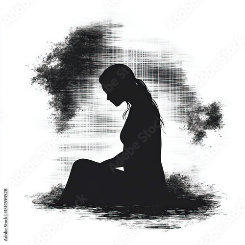 crying silhouette , black a...