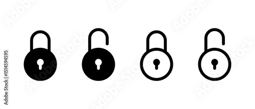 Lock and unlock padlock icon in trendy style. Security, privacy protection sign symbol