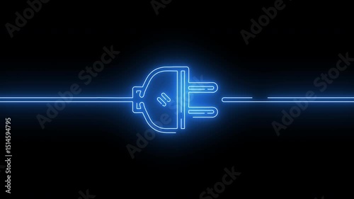 Glowing Electric Plug Cable Neon Animation