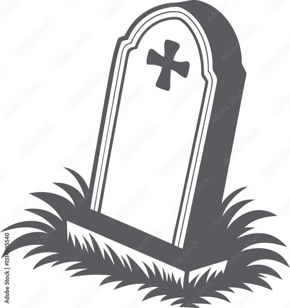 Obraz premium Gravestone on White Background Vector