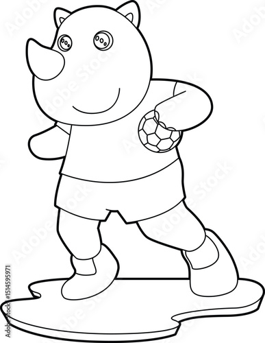 Rhino Handball player Handball Animal Vector Graphic Art Illustration