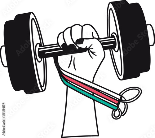 Hand Weights and Resistance Band Clipart
