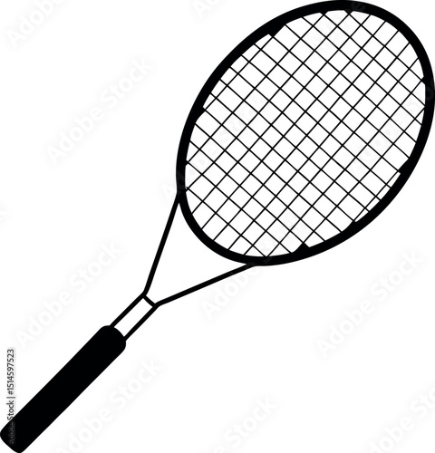 Black Racket Silhouette Design in Vector Style