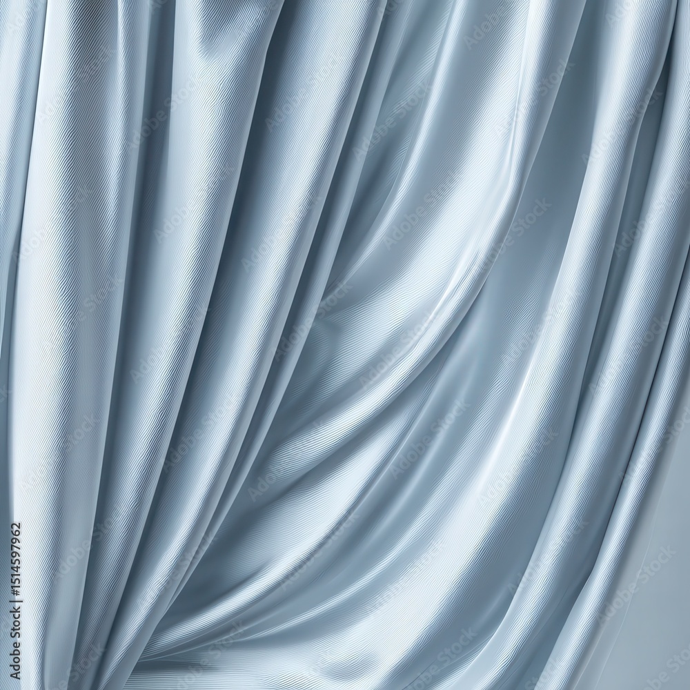 Fototapeta premium Light gray blue white silk satin. Curtain. Color gradient. Luxury elegant abstract background. Pastel soft dusty matte shimmer. Fold. Drapery. Fabric, cloth texture. Design.