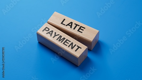 Late payment symbol. Concept word Late payment on wooden blocks. Business and Late payment concept. Copy space.3D rendering on blue background.
