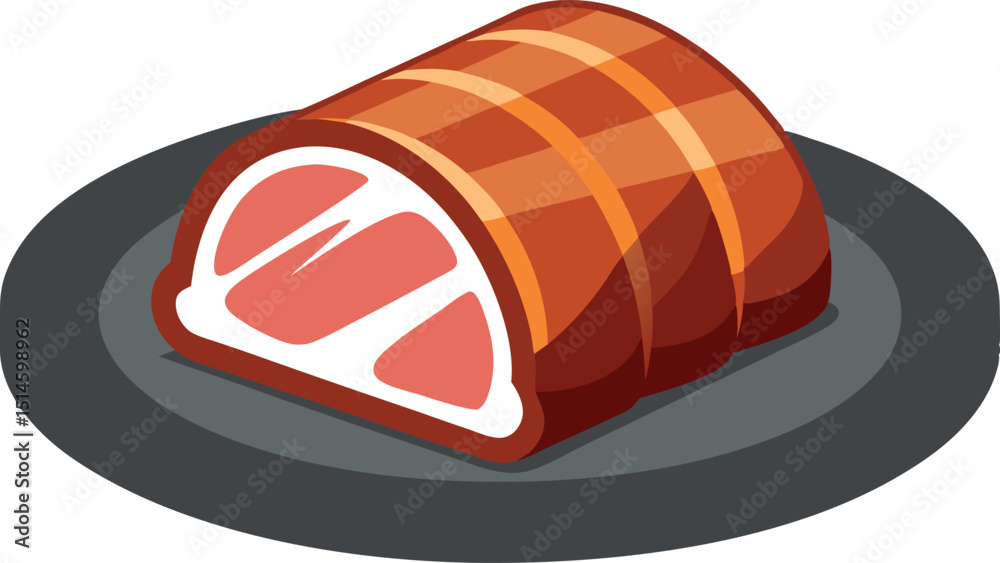 Obraz premium Delicious Brisket Meat Plate Vector Artwork