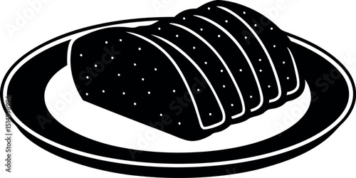 BBQ Brisket Plate Drawing in Vector Format