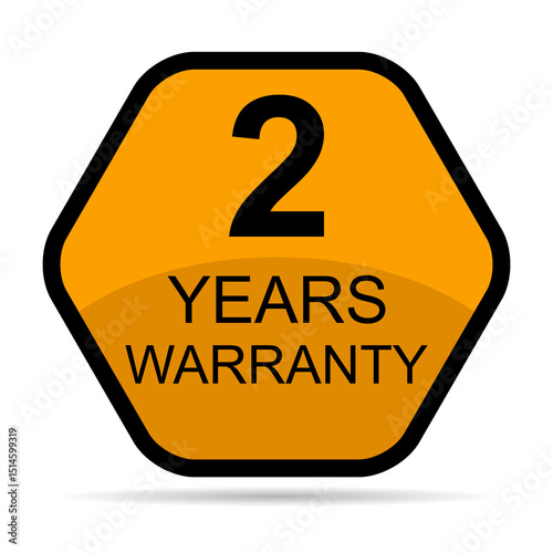 Two years warranty shadow icon, badge seal guarantee certificate customer sign, stamp vector illustration