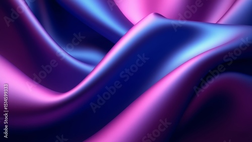 Abstract Purple and Blue Silk Fabric Texture Luxurious Draped Waves