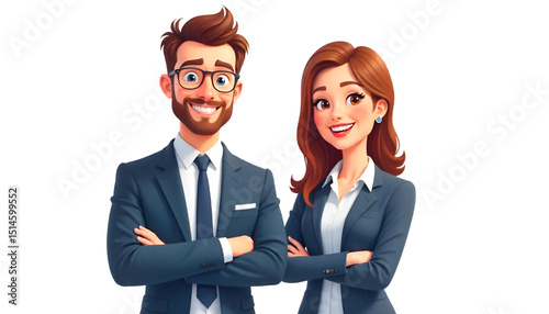 host couple flat design illustration